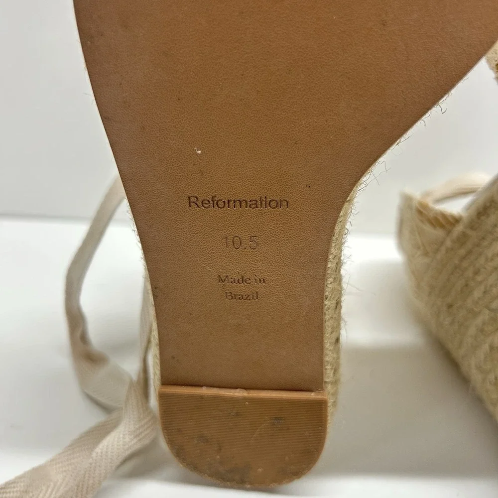 Reformation Camilla Lace Up Wedge Espadrille Cream‎ Lace Size 10.5 Boho Wedding